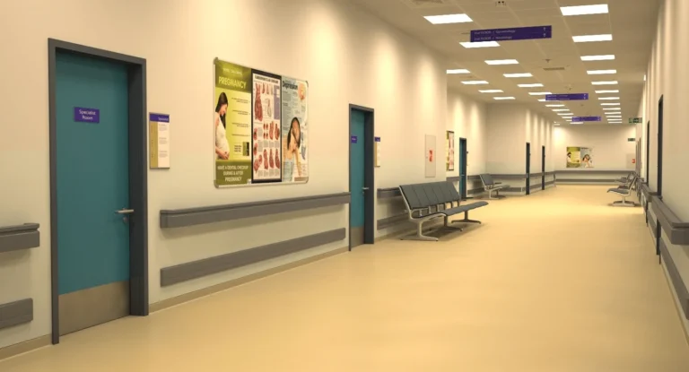 Oświetlenie korytarzy w szpitalu