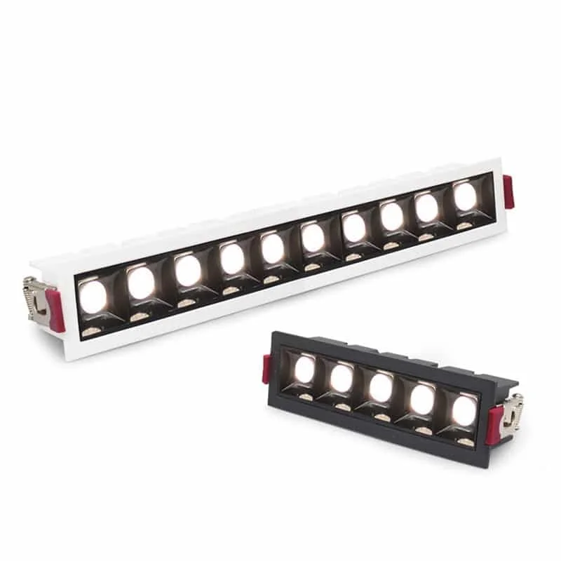 Aluminiowe downlighty liniowe stałe lub kierunkowe