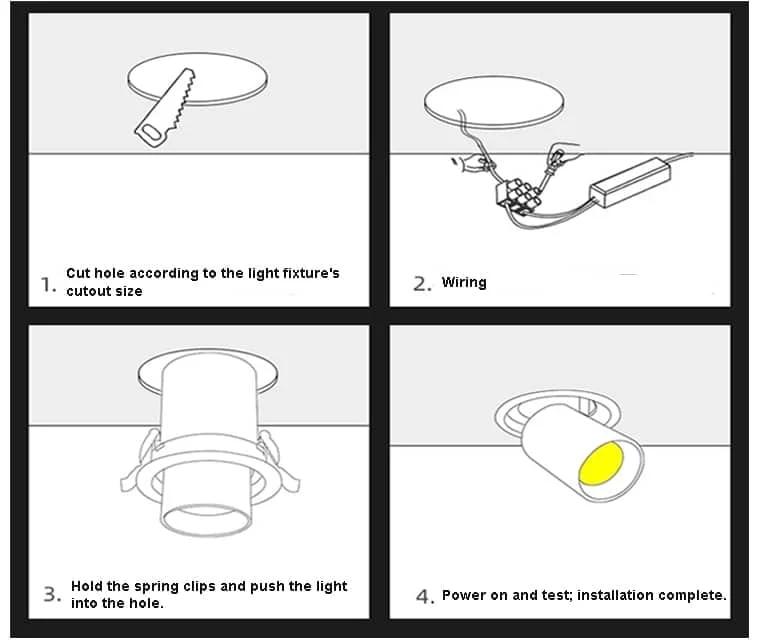 Montaż wysuwanego downlightu