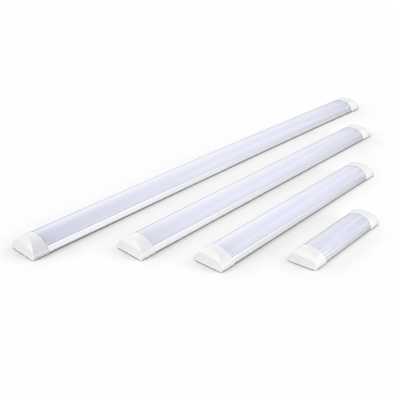 four length white linear batten assortment