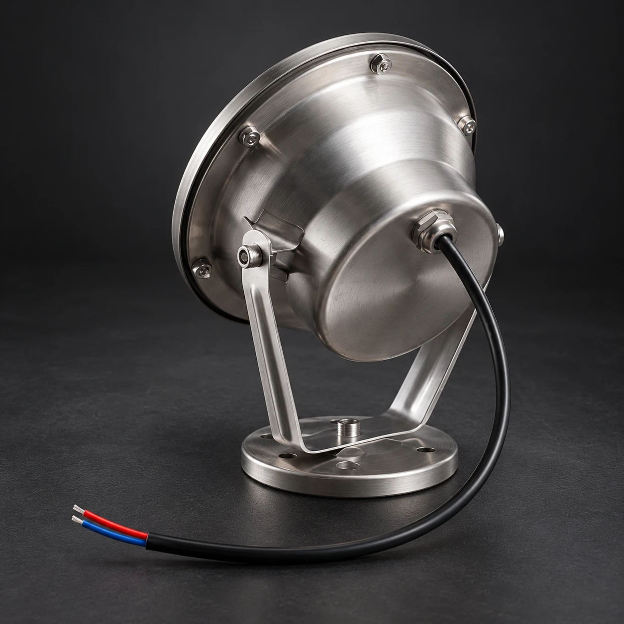 stainless underwater floodlight rear bracket base and two wire lead