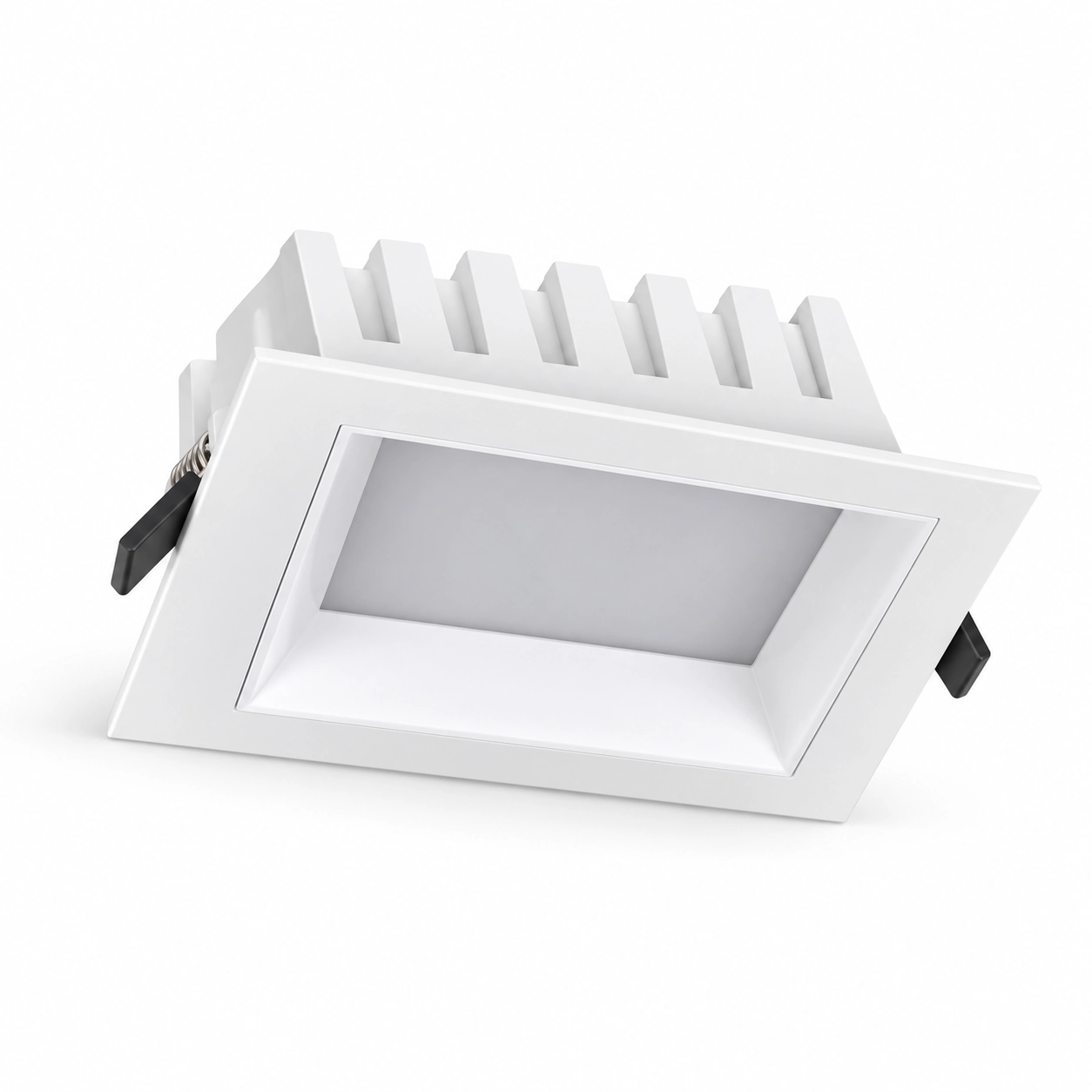 white square downlight deep recess finned back